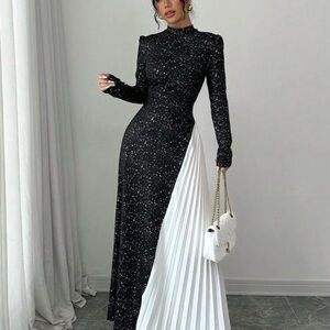 Elegant Black and White Evening Dress